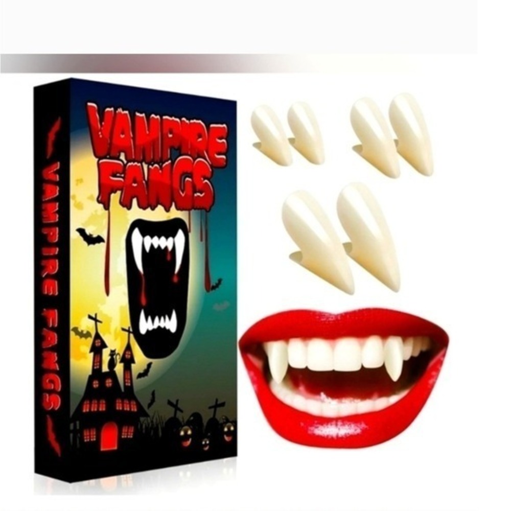 Vampire Fangs Teeth Costume Accessories 4 Pairs 13mm 15mm 17mm‎  19mm Kids Adult